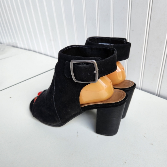 VIONIC Black Suede Leather Peep Toe Comfort Ankle Booties Boots Size 9.5 - Picture 6 of 11